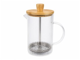 Cafetera vidrio tapa madera prensa francesa